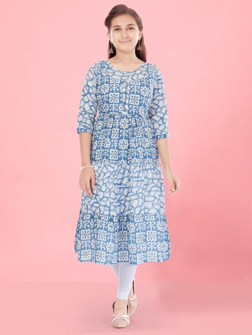 girls printed kurta legging set - 21348999 - Very Small Image - 1