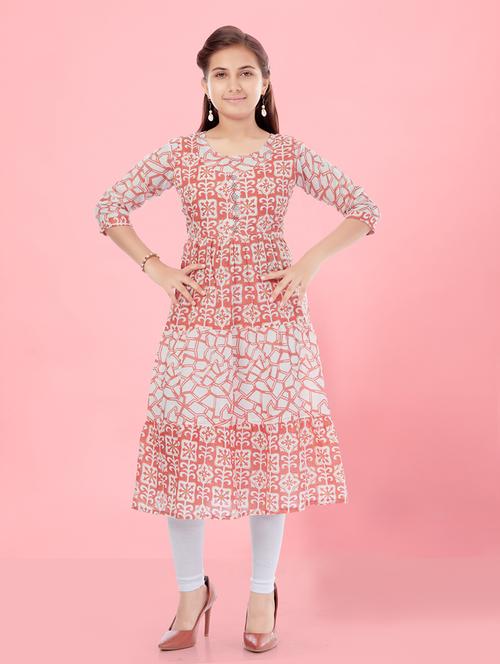 girls printed kurta legging set - 21349001 - Very Small Image - 1