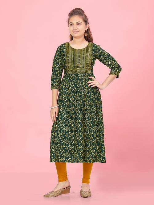 girls printed kurta legging set - 21349021 - Very Small Image - 1