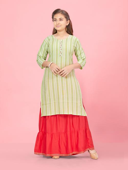 girls printed kurta skirt suit set - 21349031 - Very Small Image - 1