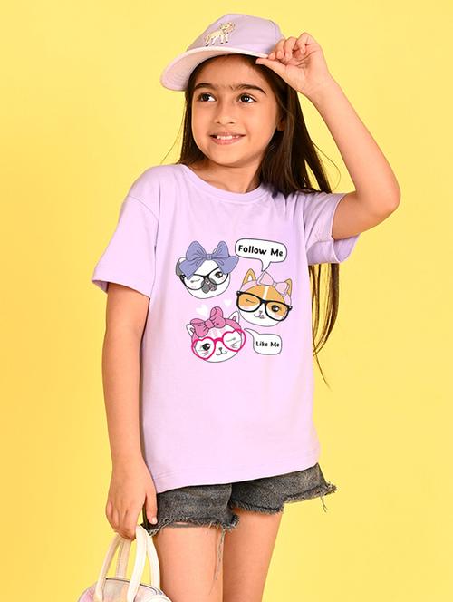 girls round neck front print tee - 21349877 - Very Small Image - 1