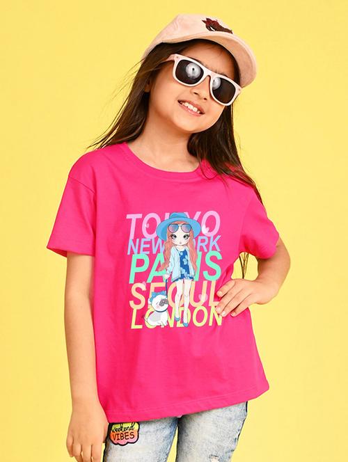 girls front print cotton tee - 21349889 - Very Small Image - 1