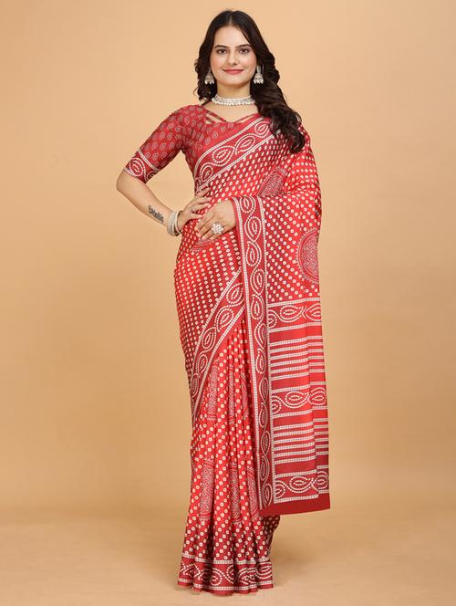 women printed saree with blouse - 21350749 - Very Small Image - 1