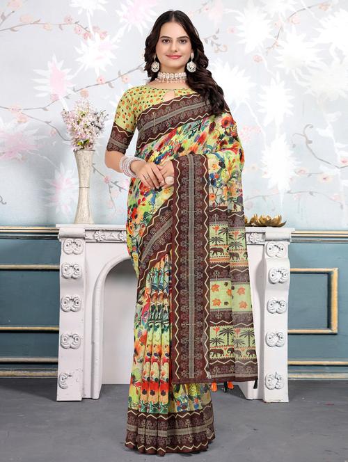 women printed saree with blouse - 21350754 - Very Small Image - 1