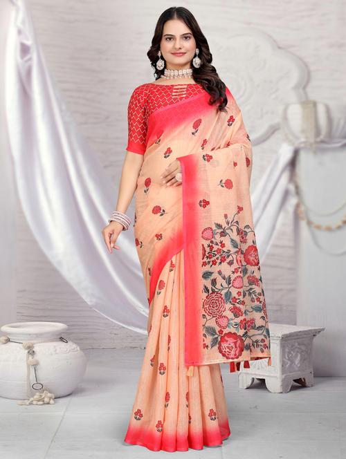 women printed saree with blouse - 21350756 - Very Small Image - 1