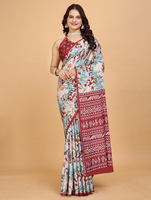 women printed saree with blouse - 21350788 - Very Small Image - 1