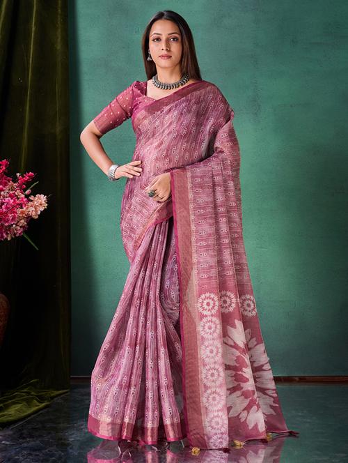 women printed saree with blouse - 21350799 - Very Small Image - 1