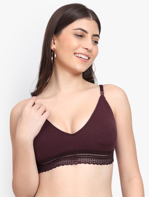women burgundy solid bralette - 21350886 - Very Small Image - 1