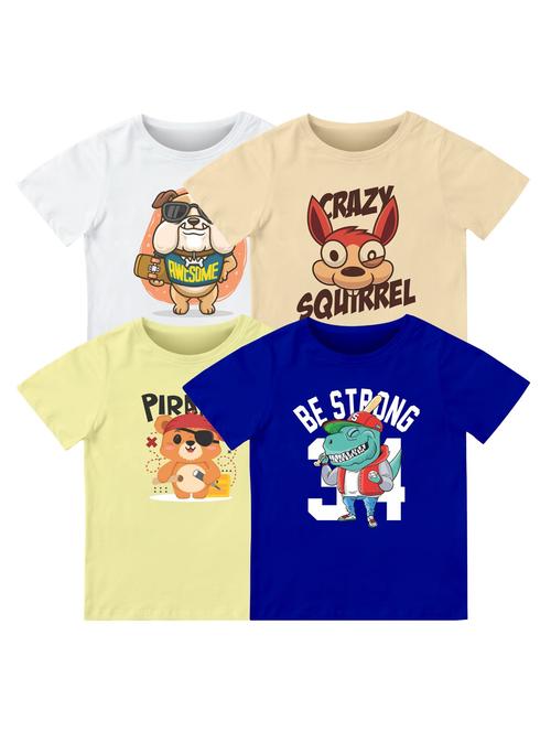set of 4 multi colored cotton blend t-shirt - 21351367 - Very Small Image - 1