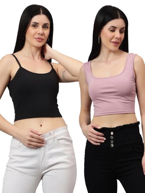 women pack of 2 solid crop tops - 21351441 - Very Small Image - 1