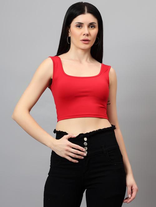 women red nylon crop top - 21351490 - Very Small Image - 1