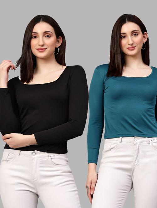 women solid pack of 2 straight top - 21351521 - Very Small Image - 1