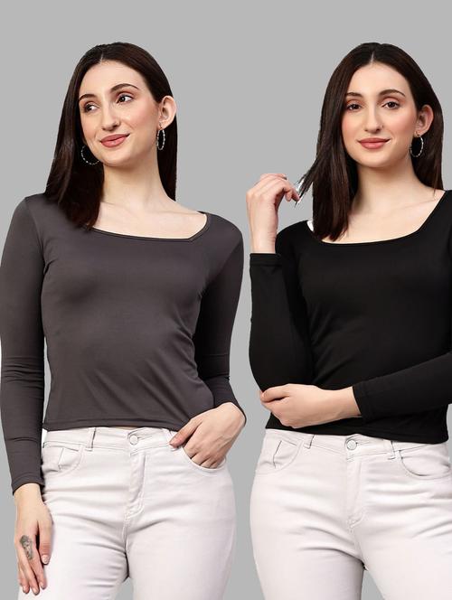 women solid pack of 2 straight top - 21351529 - Very Small Image - 1