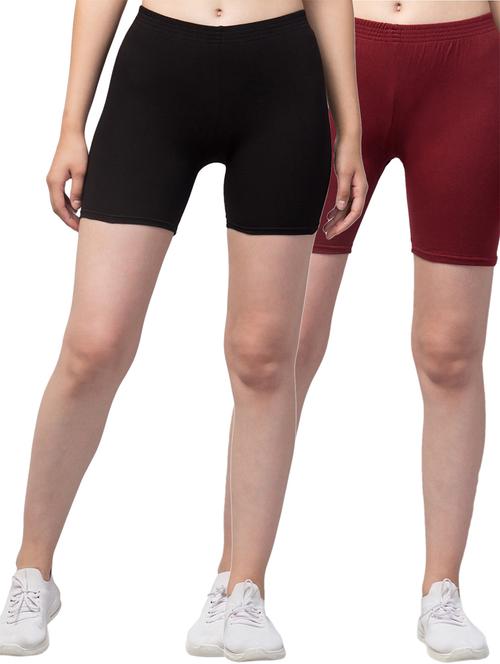 pack of 2 solid mid rise active wear shorts - 21352530 - Very Small Image - 1