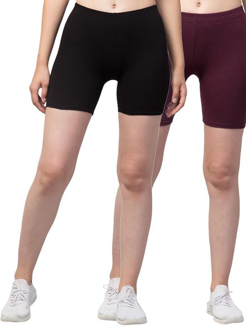 pack of 2 solid mid rise active wear shorts - 21352533 - Very Small Image - 1