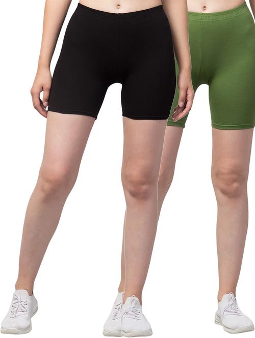 pack of 2 solid mid rise active wear shorts - 21352534 - Very Small Image - 1