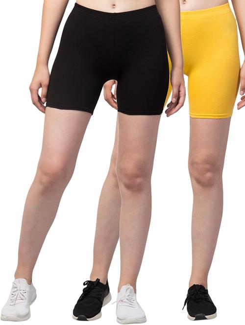 pack of 2 solid mid rise active wear shorts - 21352537 - Very Small Image - 1
