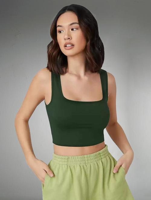 women solid sleeveless crop top - 21353032 - Very Small Image - 1