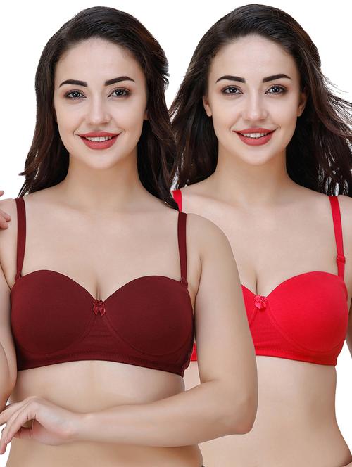 women pack of 2 solid t-shirt bra - 21353632 - Very Small Image - 1