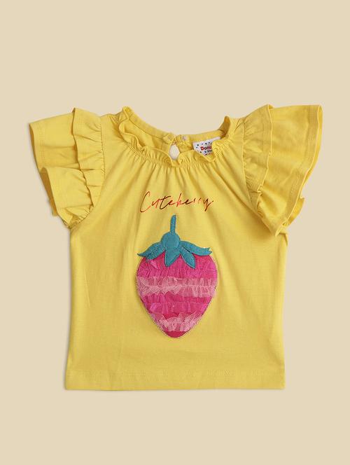 yellow cotton front print tee - 21353806 - Very Small Image - 1