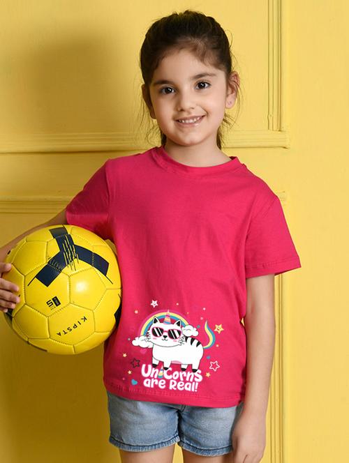 girl placement printed round neck tee - 21355117 - Very Small Image - 1
