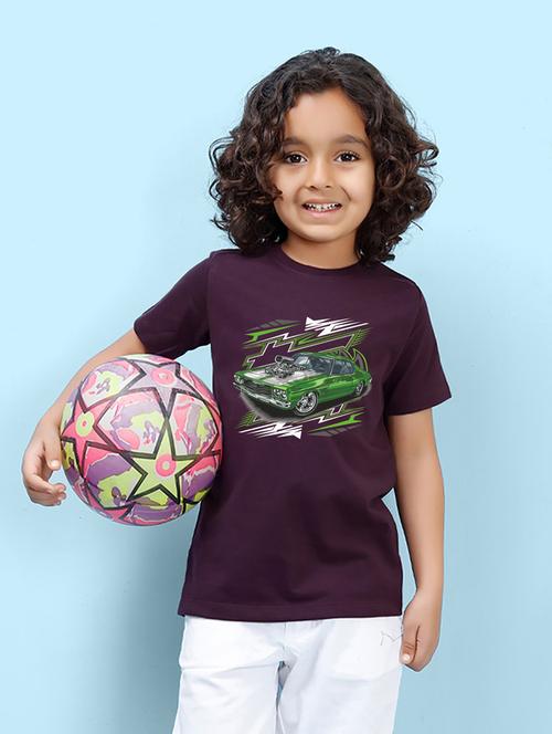 boys front print round neck t-shirt - 21355120 - Very Small Image - 1