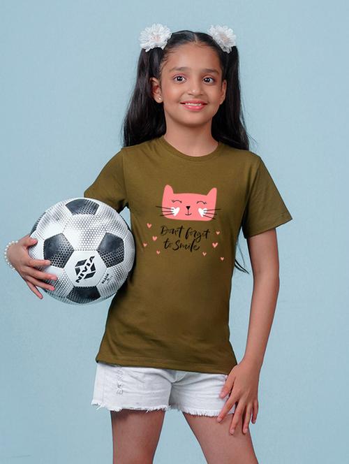 girl front printed round neck tee - 21355139 - Very Small Image - 1