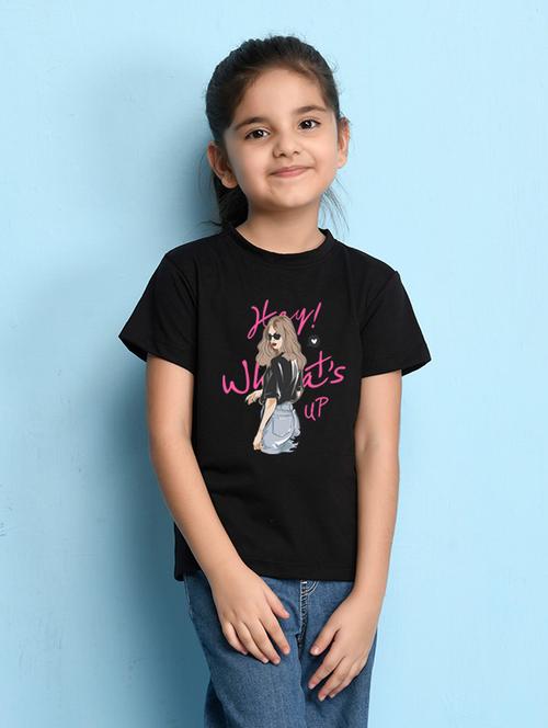 girls printed round neck cotton tee - 21355218 - Very Small Image - 1