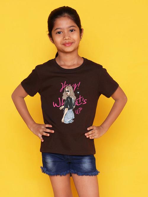 girls printed round neck cotton tee - 21355226 - Very Small Image - 1