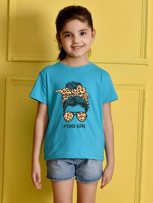 girl printed round neck cotton tee - 21355323 - Very Small Image - 1