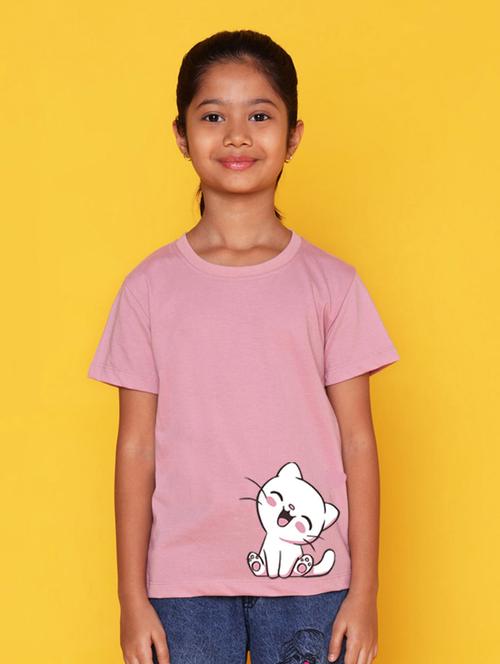 girls placement print round neck t-shirt - 21355380 - Very Small Image - 1