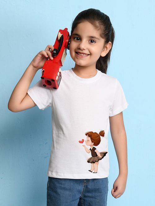 girls round neck placement print tees - 21355390 - Very Small Image - 1