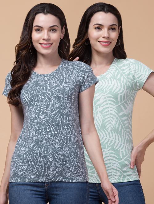 women multi colored printed combo t-shirt - 21355718 - Very Small Image - 1