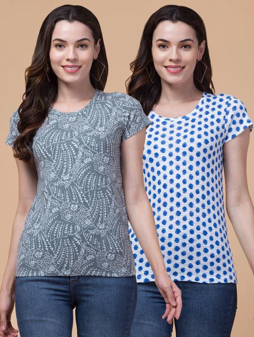 women multi colored printed combo t-shirt - 21355721 - Very Small Image - 1
