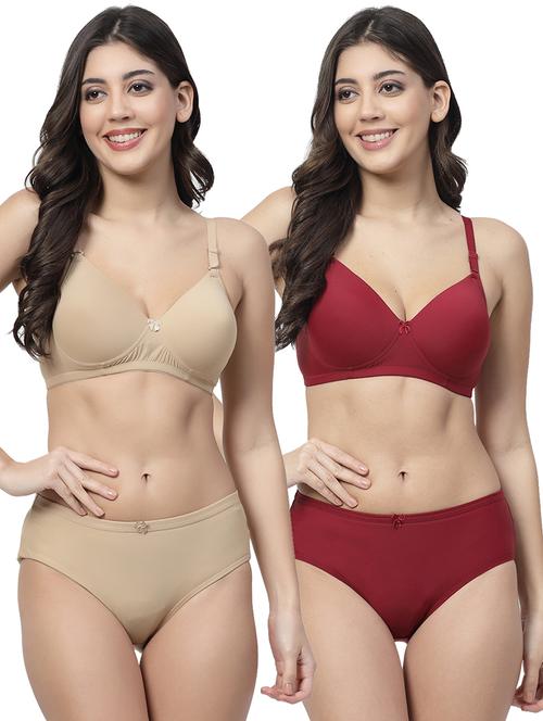 pack of 2 solid bra and panty set - 21355821 - Very Small Image - 1