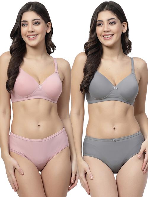 pack of 2 solid bra and panty set - 21355834 - Very Small Image - 1