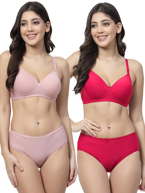 pack of 2 solid bra and panty set - 21355837 - Very Small Image - 1