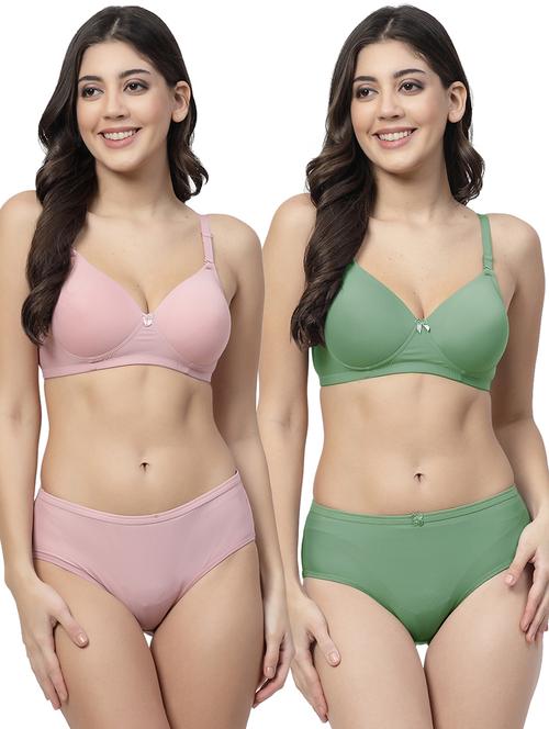pack of 2 solid bra and panty set - 21355838 - Very Small Image - 1