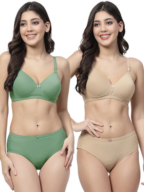 pack of 2 solid bra and panty set - 21355842 - Very Small Image - 1