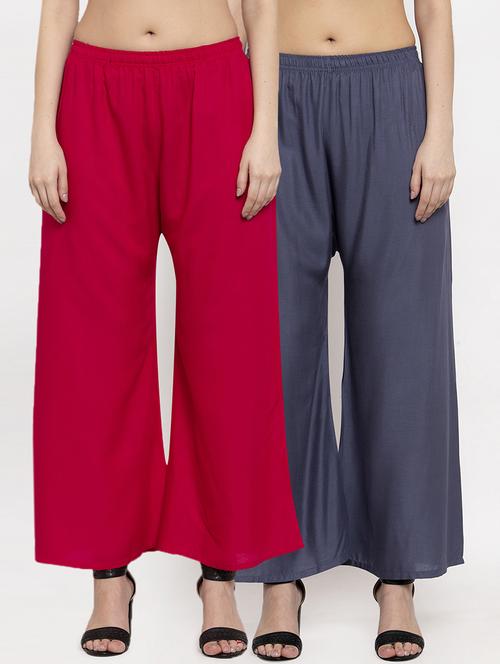 pack of 2 solid relaxed fit palazzos - 21356813 - Very Small Image - 1