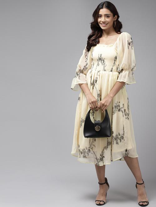 lemon georgette fit & flare dress - 21357356 - Very Small Image - 1