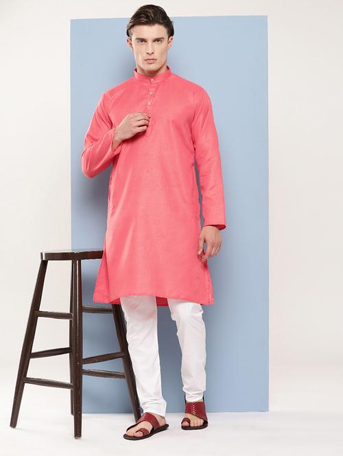 men mandrin neck solid kurta pyjama set - 21357398 - Very Small Image - 1