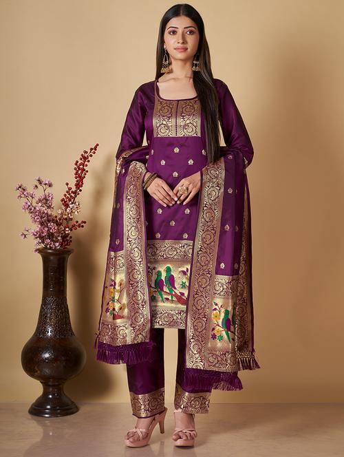 women self design unstitched suit set - 21357674 - Very Small Image - 1