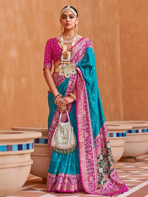 women self design patola saree with blouse - 21358135 - Very Small Image - 1