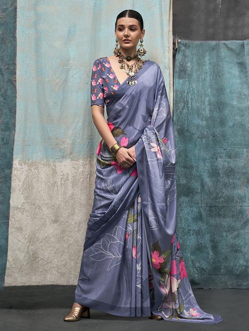 women printed saree with blouse - 21358165 - Very Small Image - 1