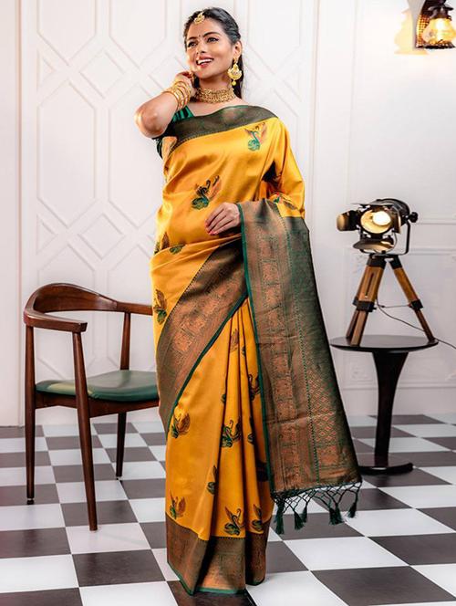 women self design banarasi saree with blouse - 21358216 - Very Small Image - 1