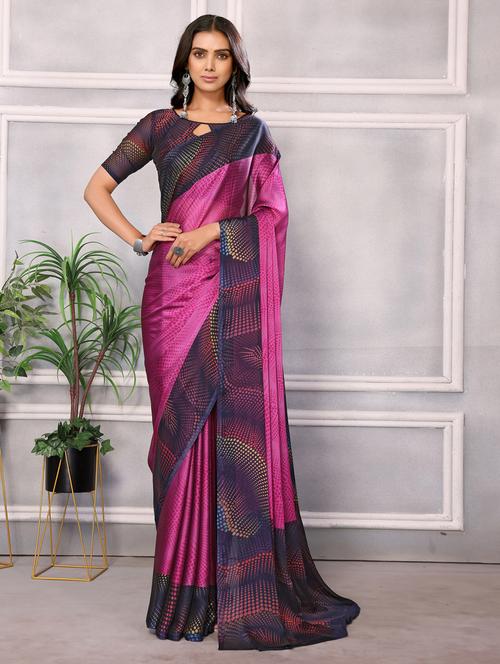 women pink printed chiffon saree with blouse - 21358797 - Very Small Image - 1