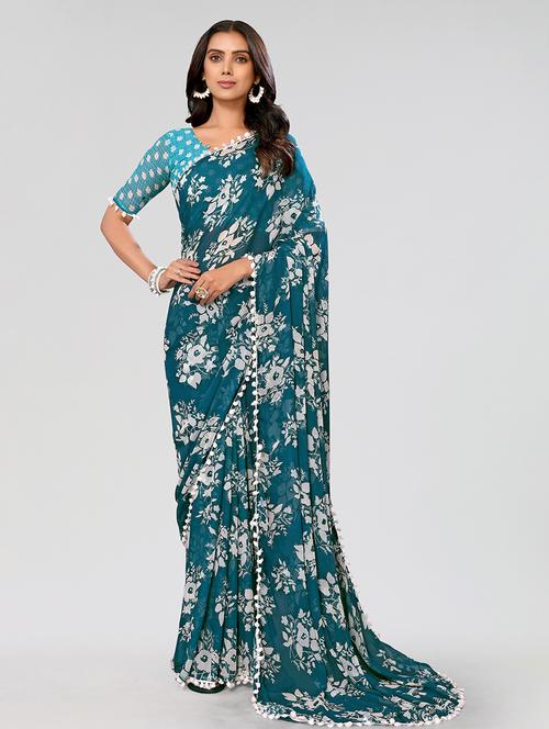 women printed saree with blouse - 21358803 - Very Small Image - 1