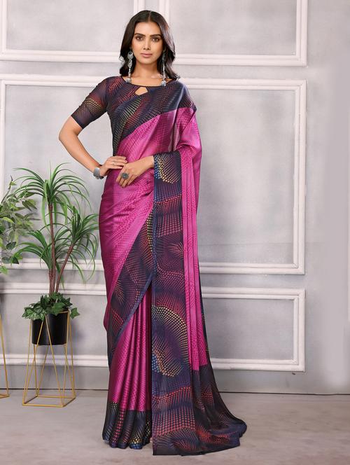 women pink printed chiffon saree with blouse - 21358862 - Very Small Image - 1