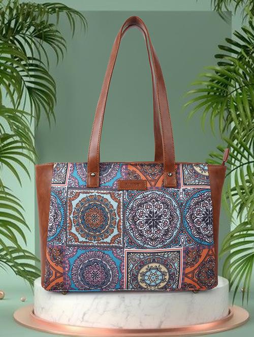 women printed handbag with laptop pocket - 21359511 - Very Small Image - 1
